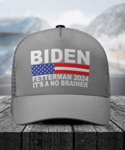 Biden Fetterman 2024 It’s A No Brainer Trucker Hat Gray
