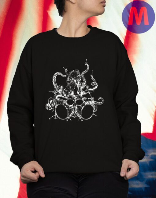Octopus T-Shirt Gift Octopus Playing Drums T Shirt