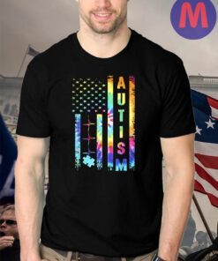 American Flag Autism Awareness Teacher Mom Support Tie Dye T-Shirts