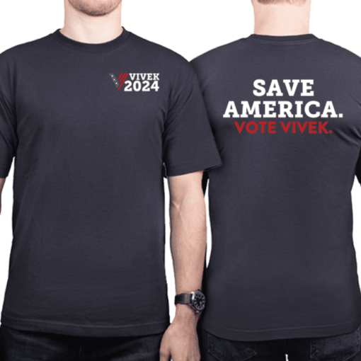 Save America. Vote Vivek. Navy Cotton T-Shirt