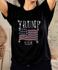 Trump Rhinestone Election T-Shirt Womens Bling Glitter Shirt