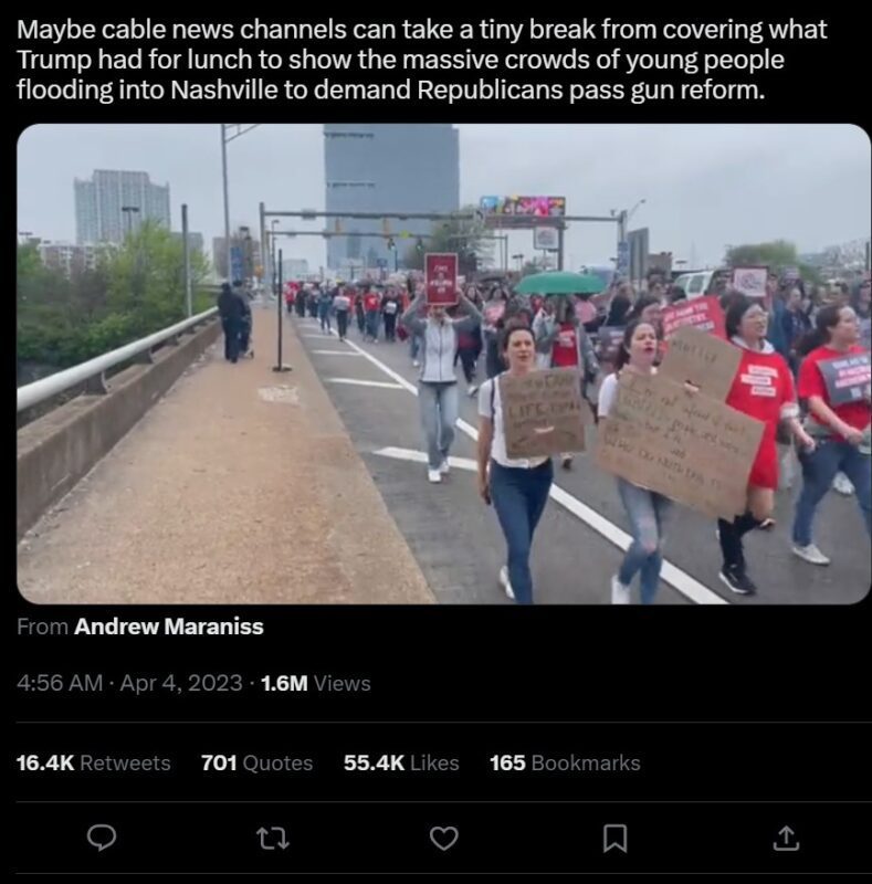 Urgent Call for Gun Reform: Massive Crowds of Youth in Nashville Demand Republican Action While Cable News Remains Focused on Trump's Lunch