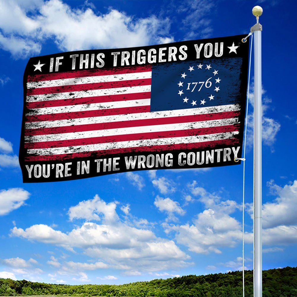 1776 Betsy Ross If This Triggers You You're In The Wrong Country Grommet Flag MLN393GF - Image 3