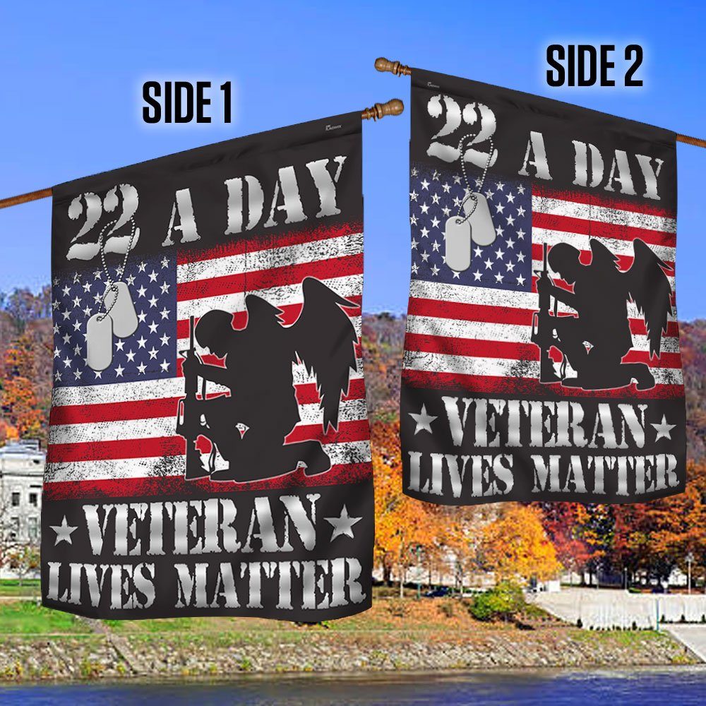 22 A Day Veterans Flag Veteran Lives Matter Suicide Awareness TQN496F - Image 2