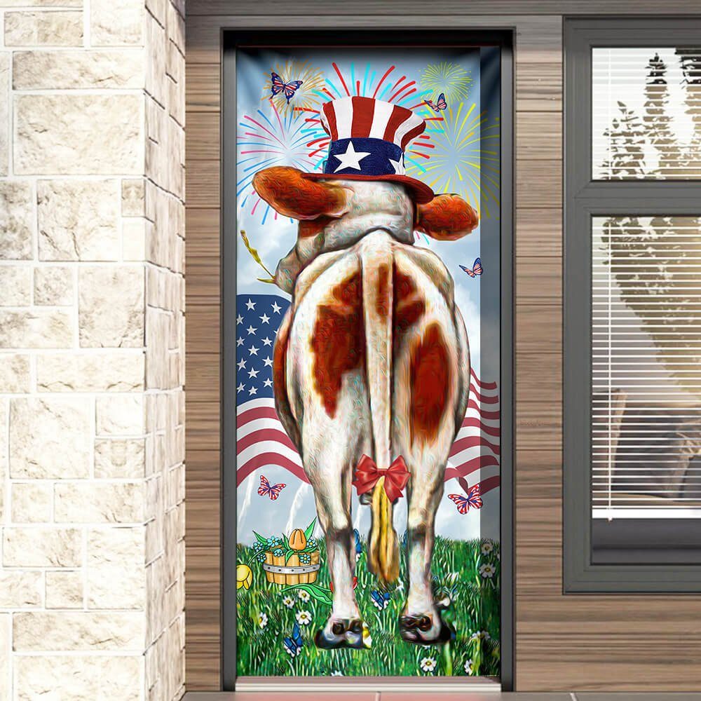 4th Of July Door Cover America Cow Door Cover Funny Shake LNT182D - Image 5