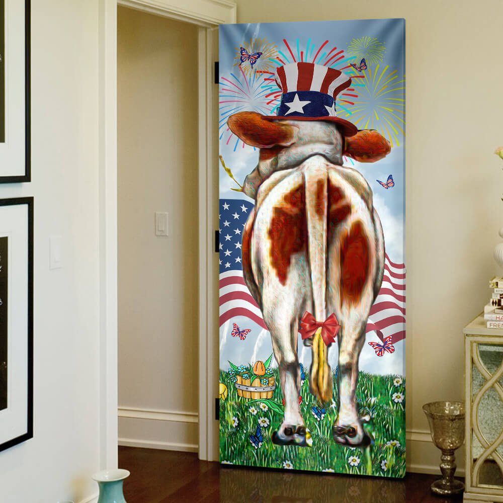 4th Of July Door Cover America Cow Door Cover Funny Shake LNT182D - Image 6