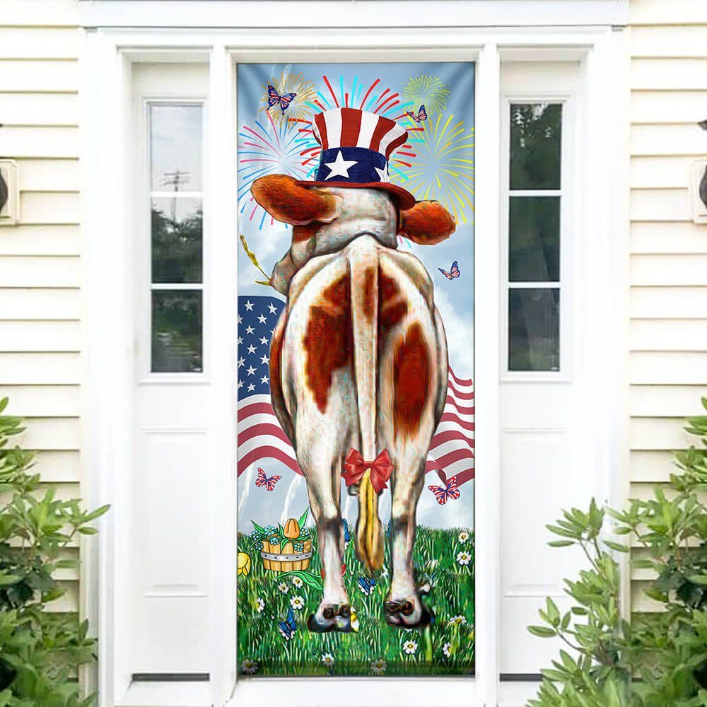 4th Of July Door Cover America Cow Door Cover Funny Shake LNT182D - Image 2