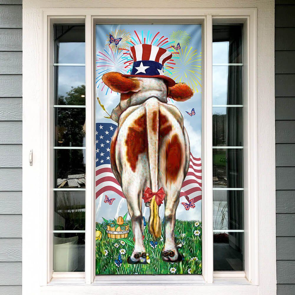 4th Of July Door Cover America Cow Door Cover Funny Shake LNT182D - Image 4