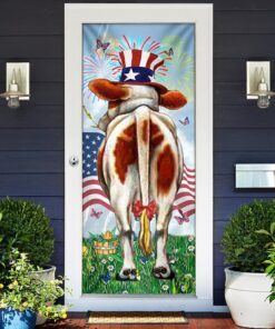 4th Of July Door Cover America Cow Door Cover Funny Shake LNT182D
