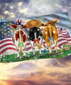 4th Of July Flag America Cow Grommet Flag Funny Shake LNT182GF