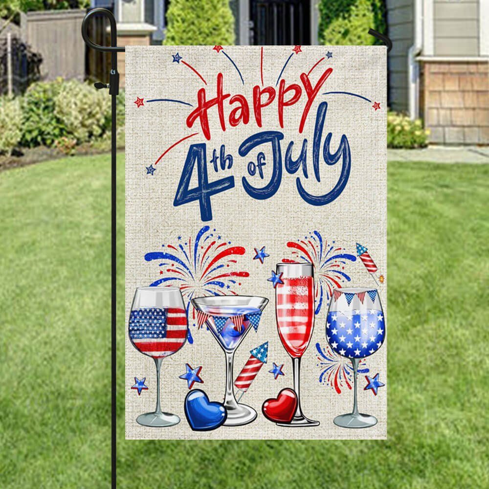 4th Of July Red White And Blue Wine Patriotic Flag TQN1171F