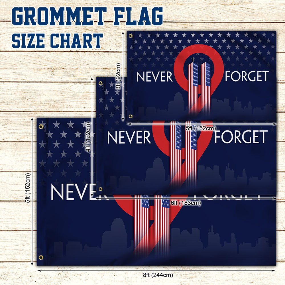 9.11 Flag America Patriotic Grommet Flag Never Forget LNT381GF - Image 5
