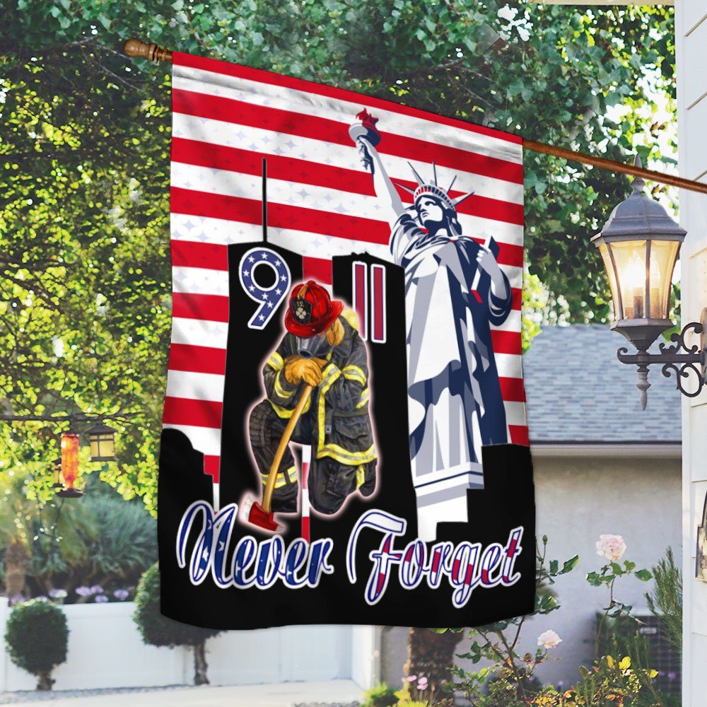 9/11 Flag, Never Forget 911, Firefighter LNT244F - Image 2