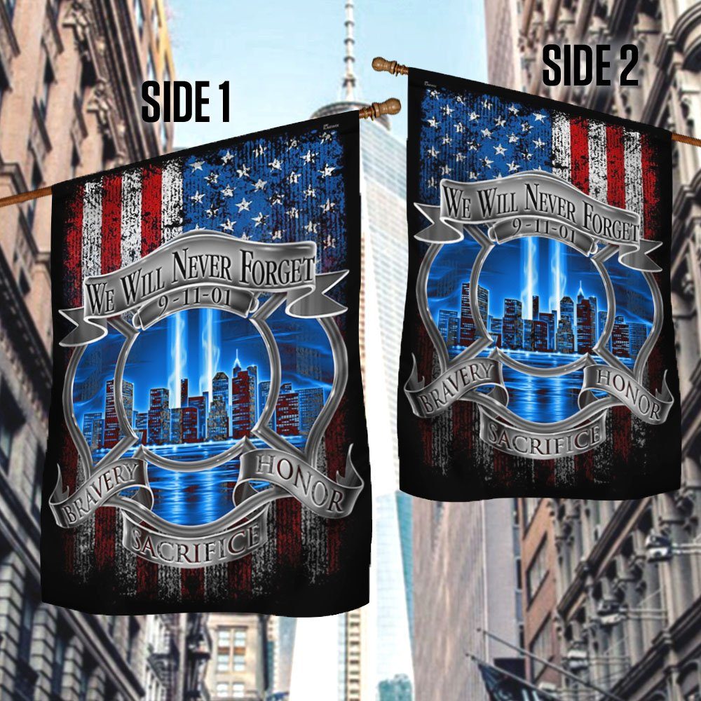9/11 Flag, The 9/11 Attacks, Never Forget 911, Flag For Firefighter, Firefighter Logo LNT245F - Image 3