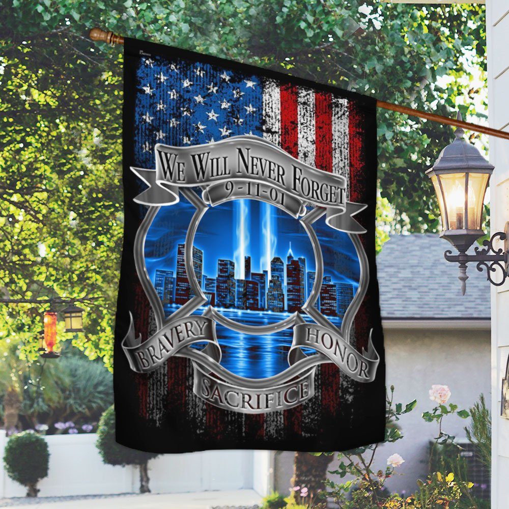 9/11 Flag, The 9/11 Attacks, Never Forget 911, Flag For Firefighter, Firefighter Logo LNT245F - Image 2