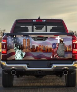 911 Flag The Heart Never Forgets The Memories Within Patriot Day 9.11 Truck Tailgate Decal Sticker Wrap MBH65F