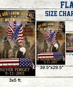 911 we owe them all. firefighter flag never forget september 11 american patriotic flag tpt273f 8770