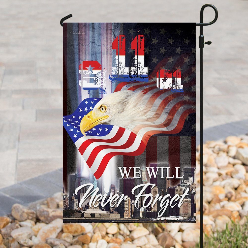 9 11 Never Forget Eagle Flagwix™ Patriot Day. 9-11-01. We Will Never Forget American Flag - Image 8