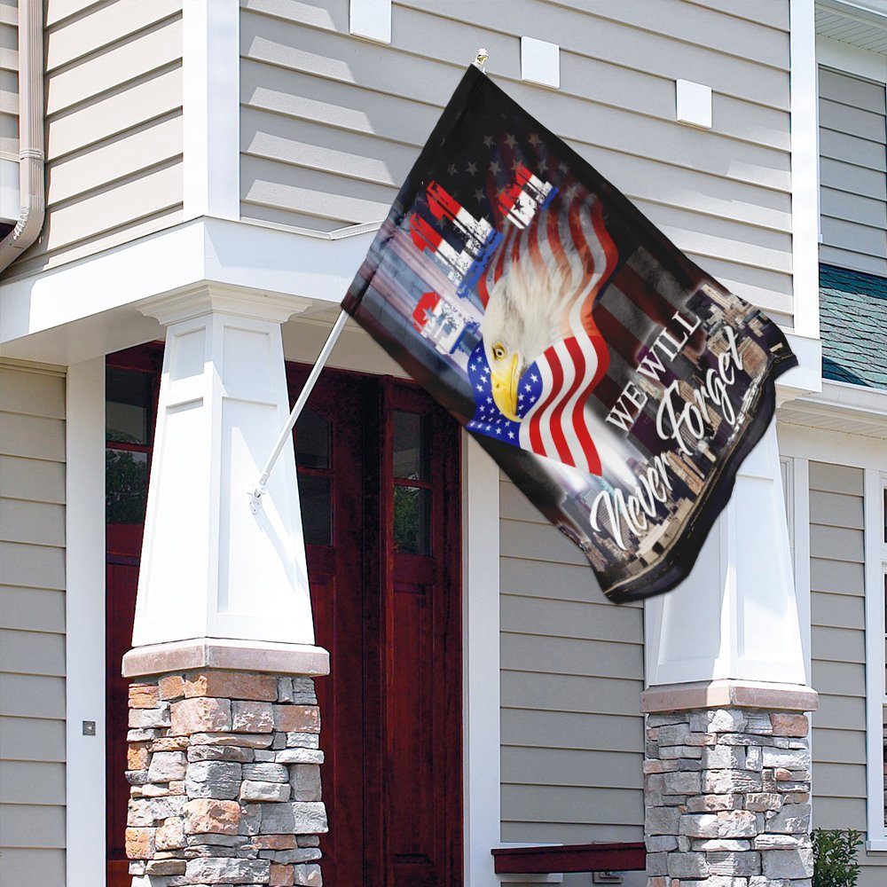 9 11 Never Forget Eagle Flagwix™ Patriot Day. 9-11-01. We Will Never Forget American Flag - Image 4