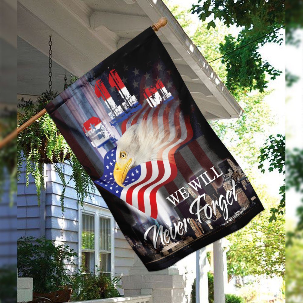 9 11 Never Forget Eagle Flagwix™ Patriot Day. 9-11-01. We Will Never Forget American Flag - Image 3