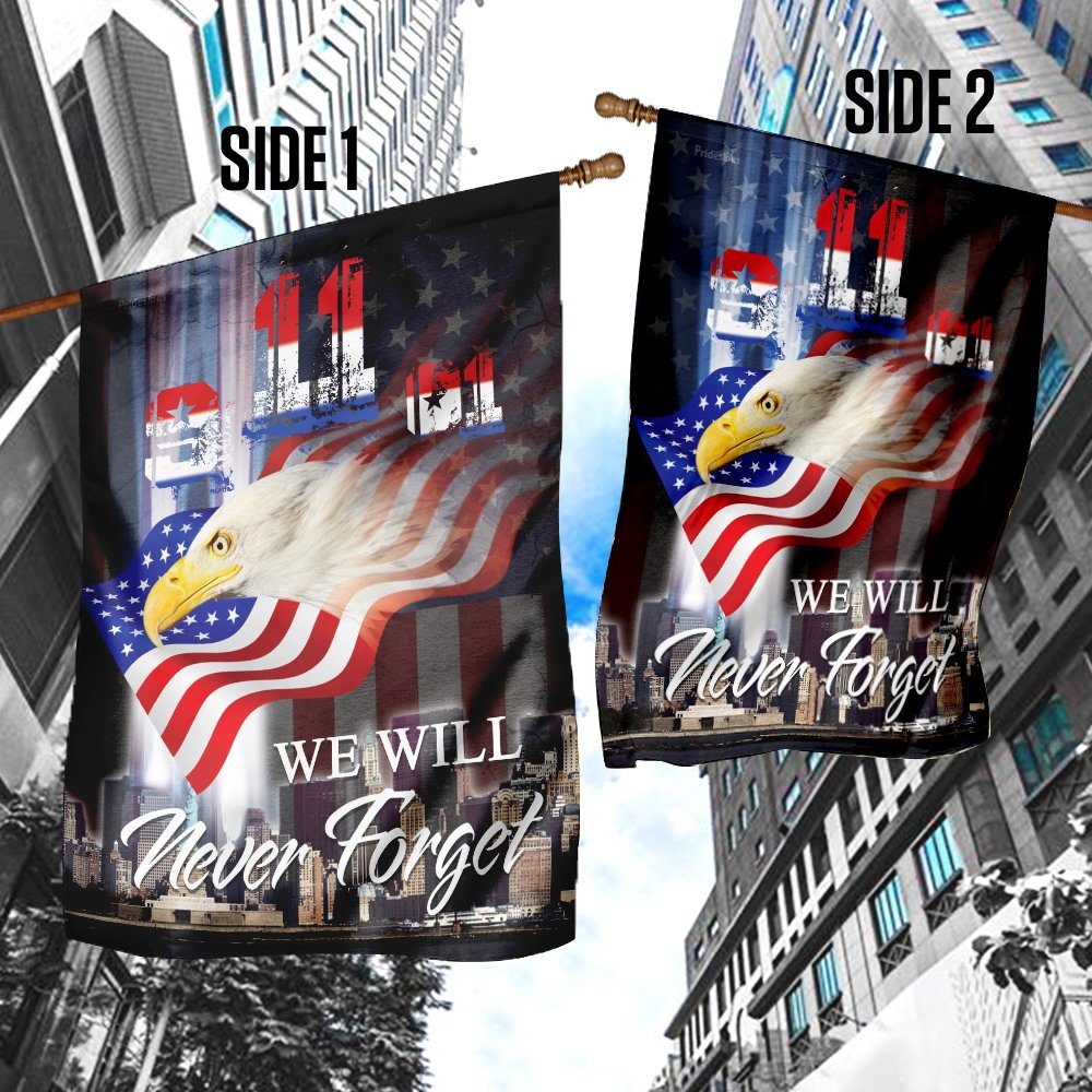 9 11 Never Forget Eagle Flagwix™ Patriot Day. 9-11-01. We Will Never Forget American Flag - Image 5