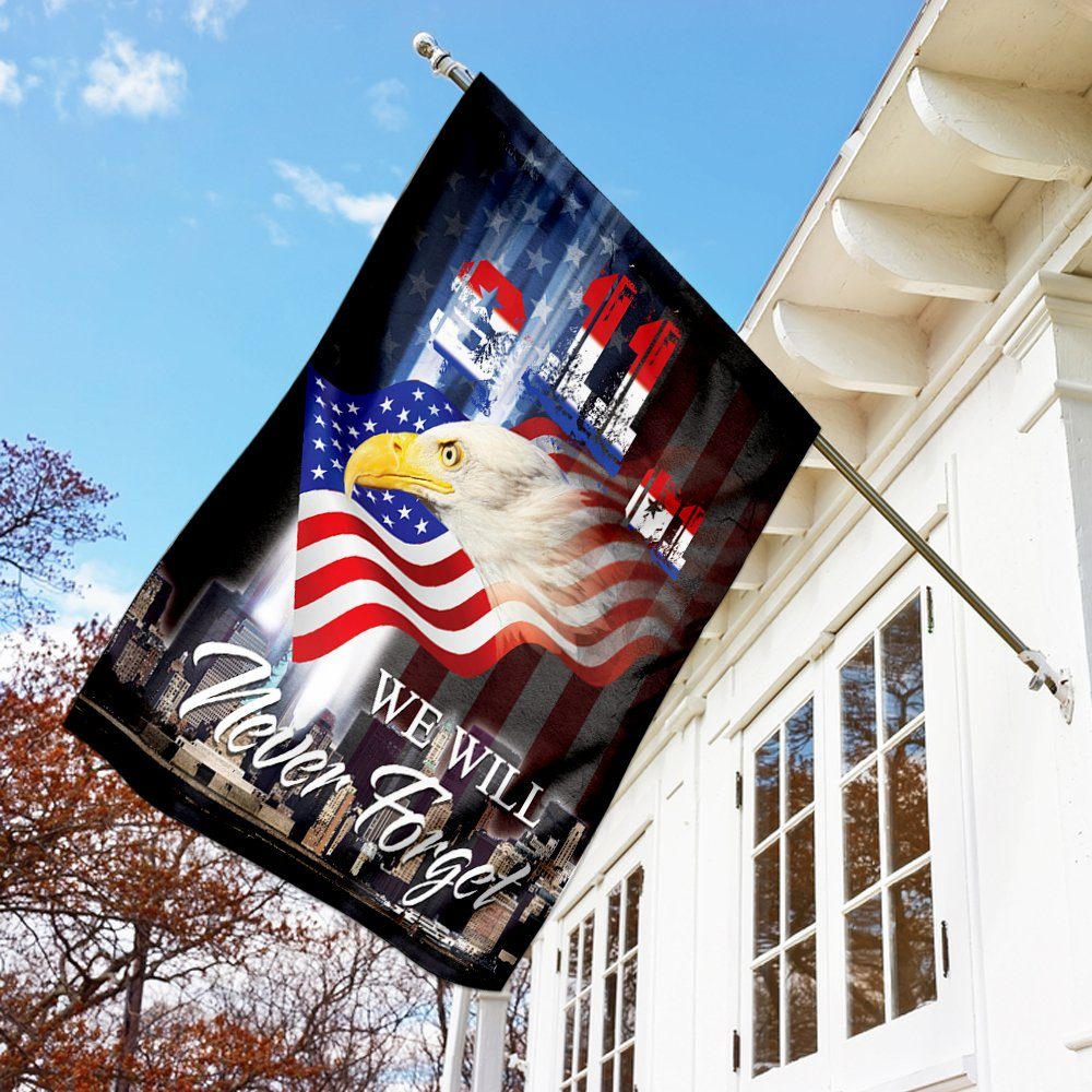 9 11 Never Forget Eagle Flagwix™ Patriot Day. 9-11-01. We Will Never Forget American Flag - Image 2