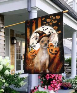 Adorable Chihuahua Halloween Flag Flagwix™ Happy Halloween Flag With Chihuahua Photo