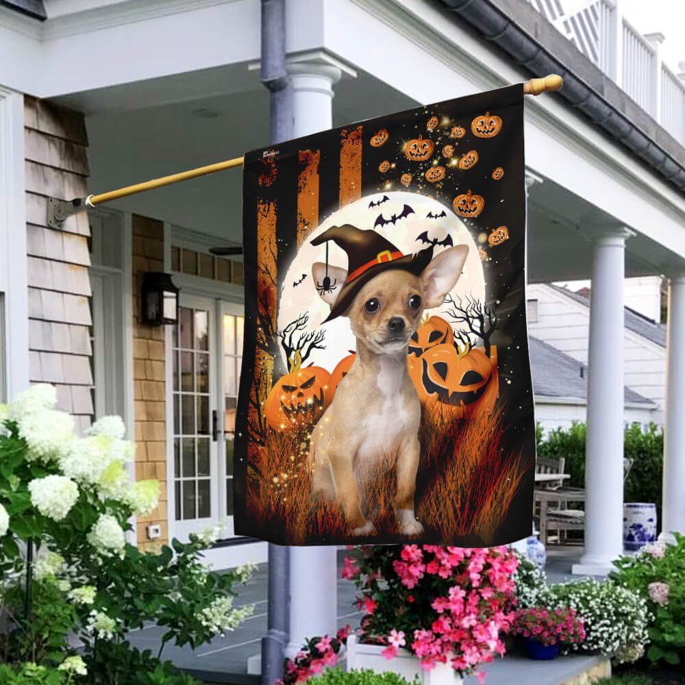 Adorable Chihuahua Halloween Flag Flagwix™ Happy Halloween Flag With Chihuahua Photo