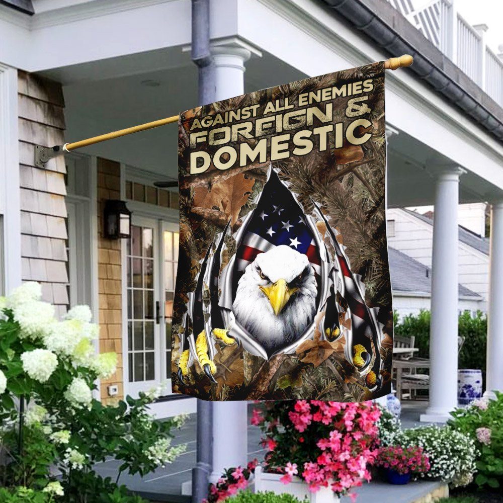 Against All Enemies Foreign And Domestic. Eagle Patriotism Flag - Image 5