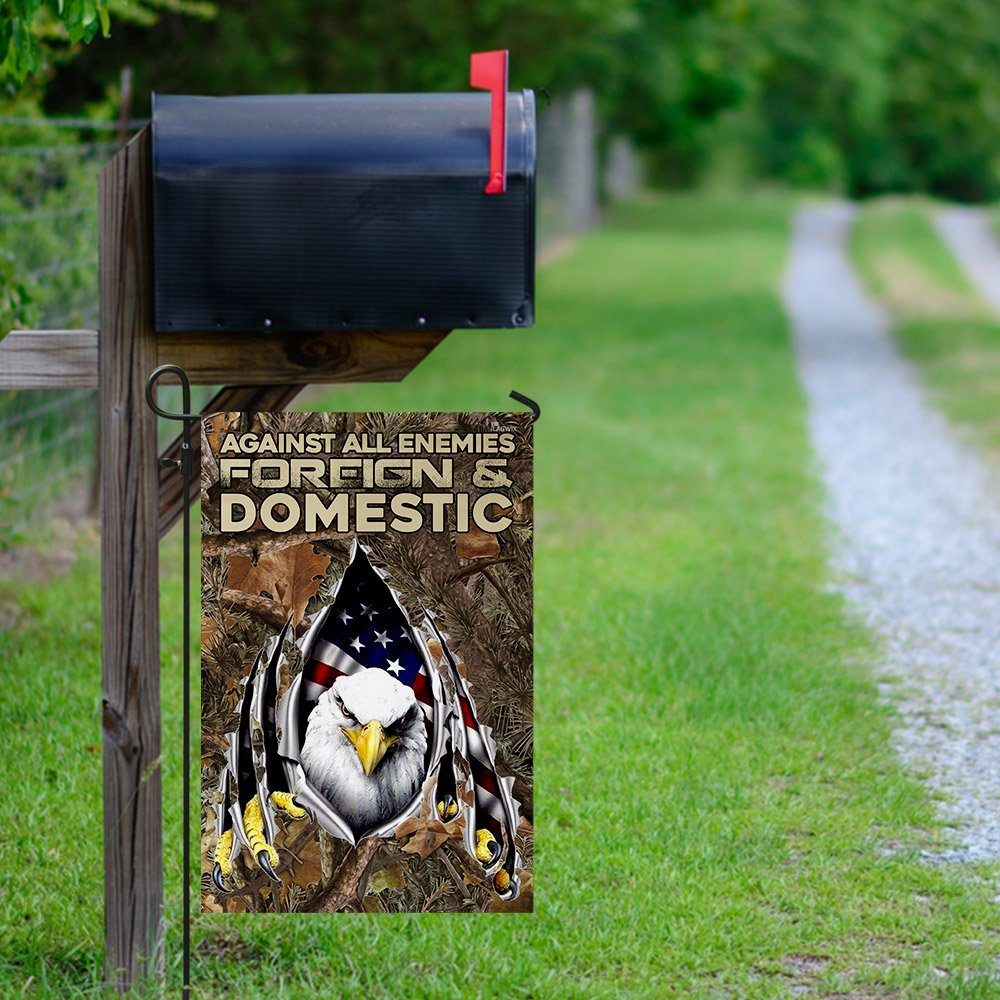 Against All Enemies Foreign And Domestic. Eagle Patriotism Flag - Image 9
