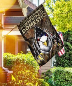 Against All Enemies Foreign And Domestic. Eagle Patriotism Flag