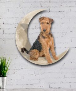 airedale terrier dog and moon hanging metal sign qnk879msv49 3829