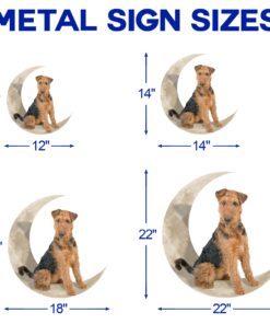 airedale terrier dog and moon hanging metal sign qnk879msv49 4301