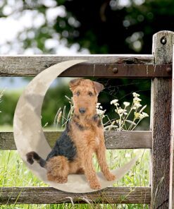 airedale terrier dog and moon hanging metal sign qnk879msv49 4772