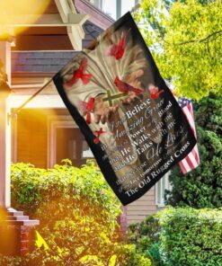 All Because Of The Old Rugged Cross Red Cardinal Flag