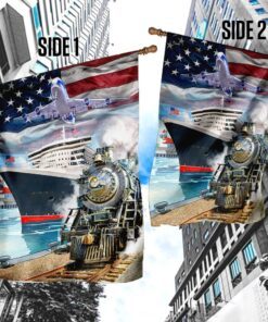 america plan, boat, train flag ntb47f 3639