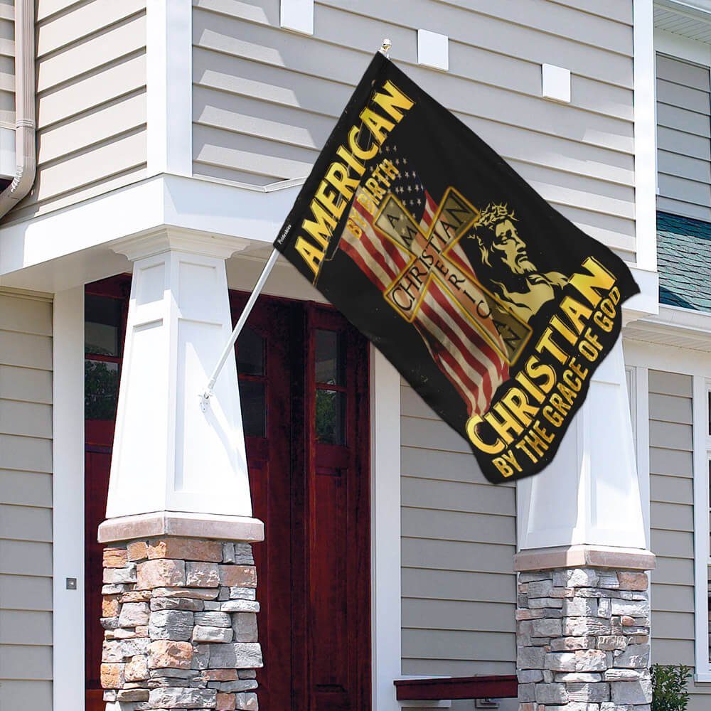 American By Birth Christian By The Grace Of God Flag - Image 4