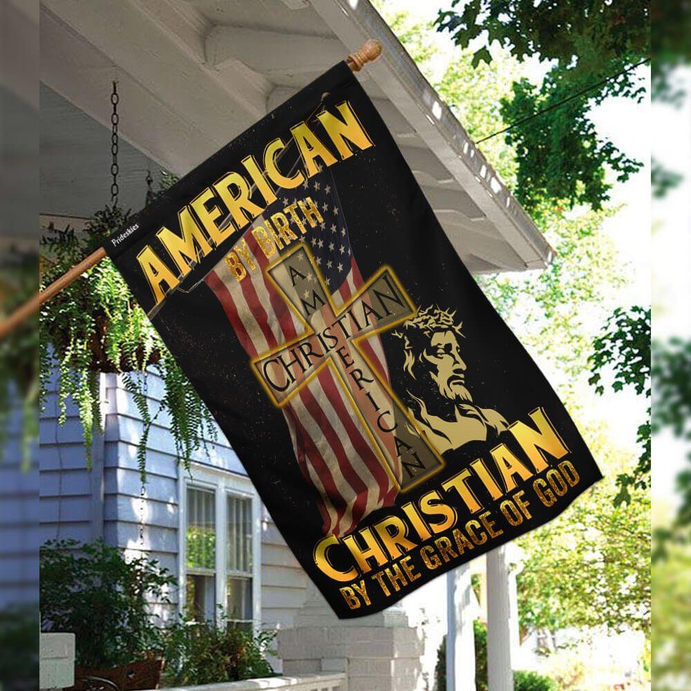 American By Birth Christian By The Grace Of God Flag - Image 3