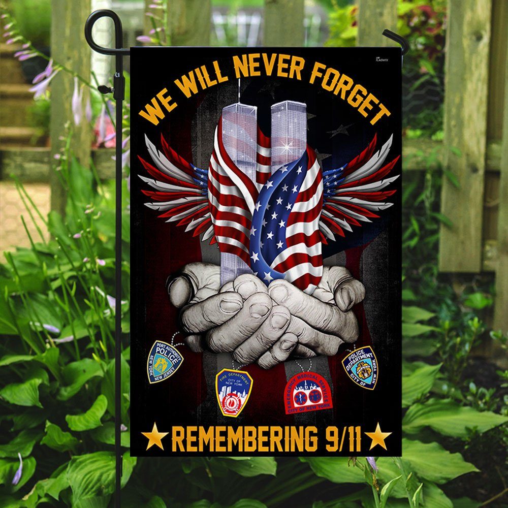 American First Responders Flagwix™ We Will Never Forget Police Firefighter Emergency Medical Service Flag TRL1269F - Image 5
