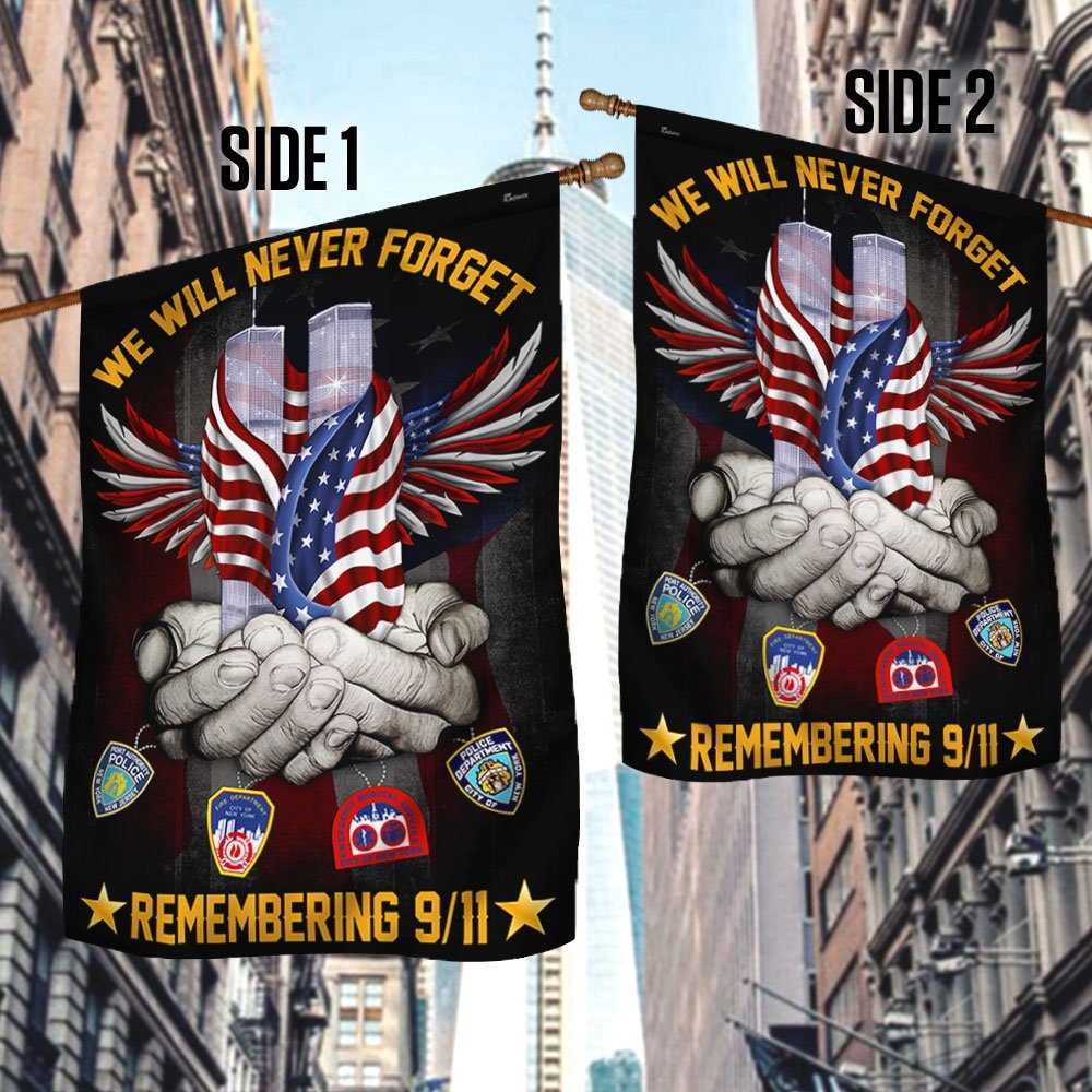 American First Responders Flagwix™ We Will Never Forget Police Firefighter Emergency Medical Service Flag TRL1269F - Image 3