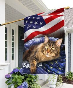 American Flag Maine Coon Cat Patriotic Cat BNN69F