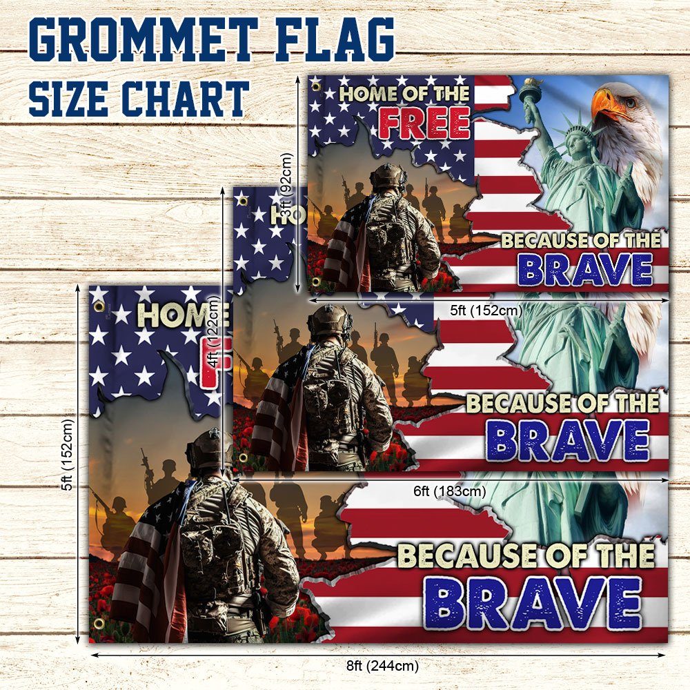 American Soldiers Grommet Flag Home Of The Free Because Of The Brave DDH2976GF - Image 5