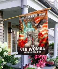 An Old Woman With DD-214 Flag
