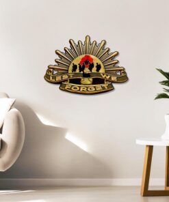 Anzac Day. Australian Rising Sun. Lest We Forget Hanging Metal Sign Poppy Road NTB564MS