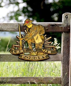 anzac day. australian rising sun. lest we forget hanging metal sign poppy road ntb564msv1 5743