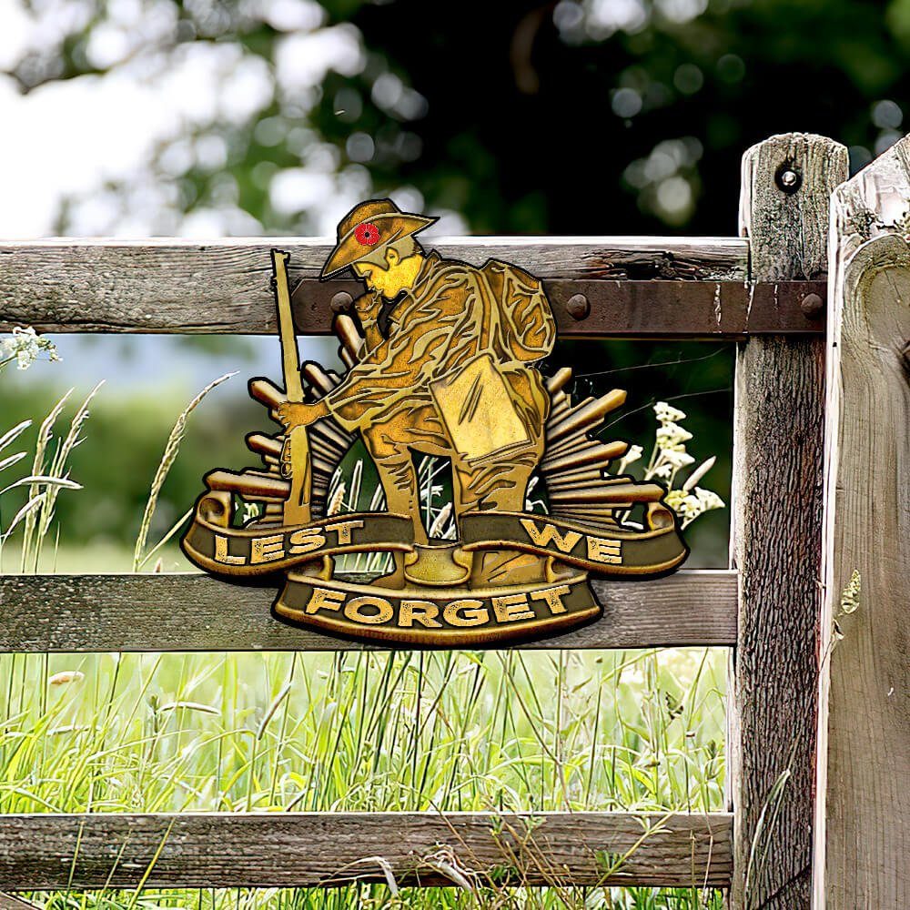 Anzac Day. Australian Rising Sun. Lest We Forget Hanging Metal Sign Poppy Road NTB564MSv1 - Image 4