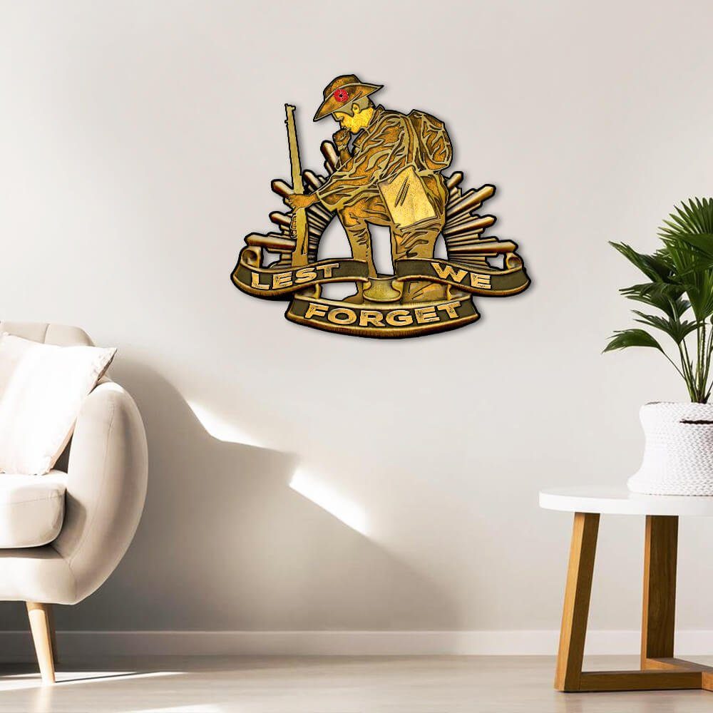 Anzac Day. Australian Rising Sun. Lest We Forget Hanging Metal Sign Poppy Road NTB564MSv1