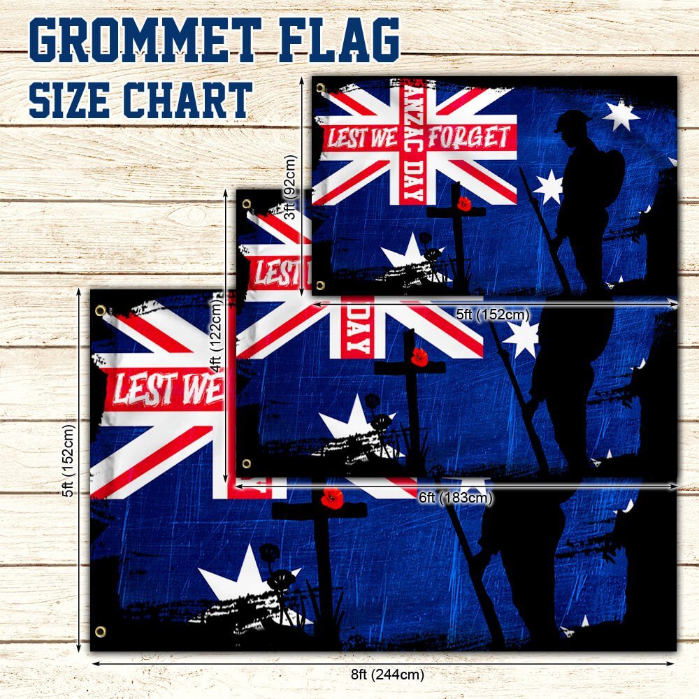Anzac Day. Lest We Forget. 25 April Grommet Flag NNT444GF - Image 5