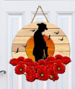 Anzac Day. Lest We Forget. Poppy Flower Custom Wooden Sign NNT450WD