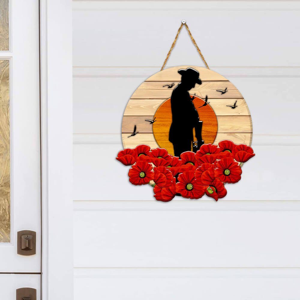 Anzac Day. Lest We Forget. Poppy Flower Custom Wooden Sign NNT450WD - Image 2